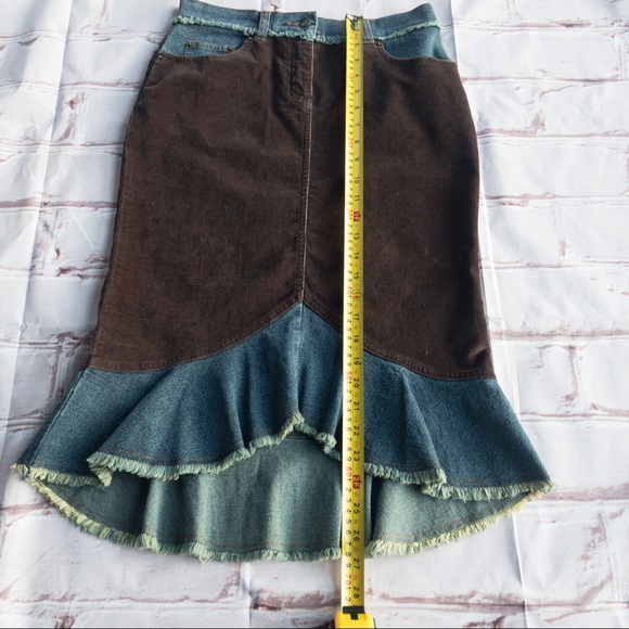 NAF NAF Jean Skirt with Brown Stretch Corduroy Women's Size 38 (US 4-6) - Picture 12 of 12